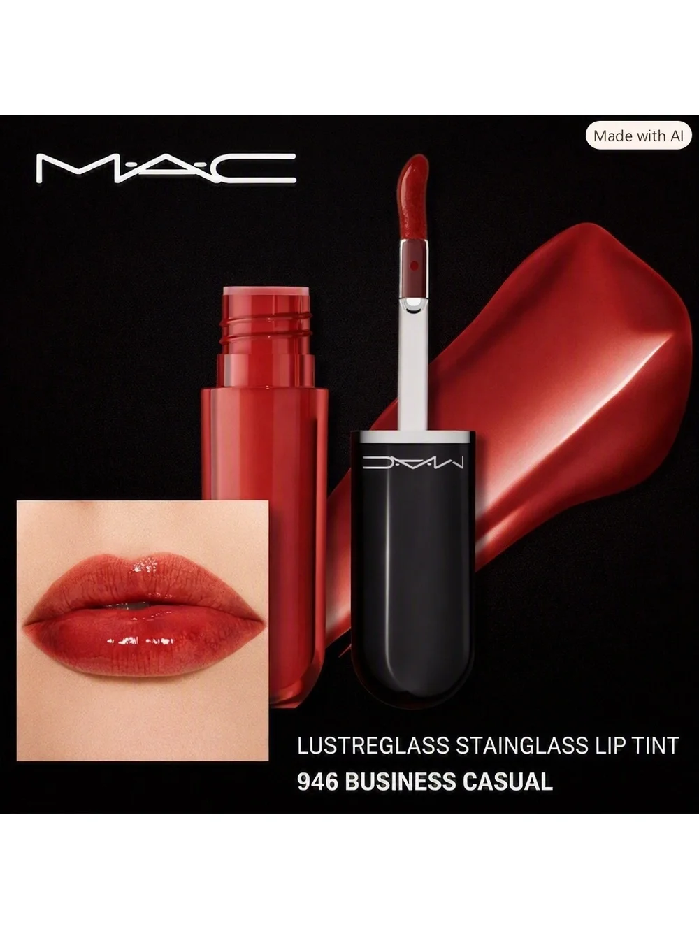 Brand New MAC Lustreglass Stainglass Lip Tint 946 Business Casual NEW in Box